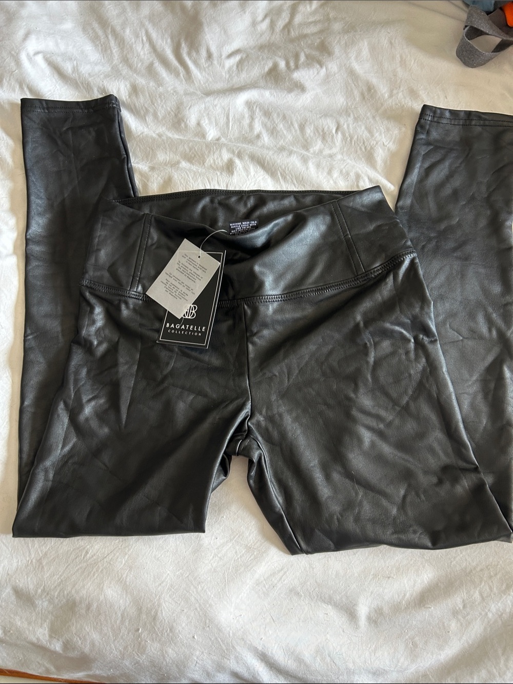 New Bagatelle Black Faux Leather Leggings with Tag